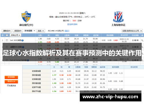 足球心水指数解析及其在赛事预测中的关键作用